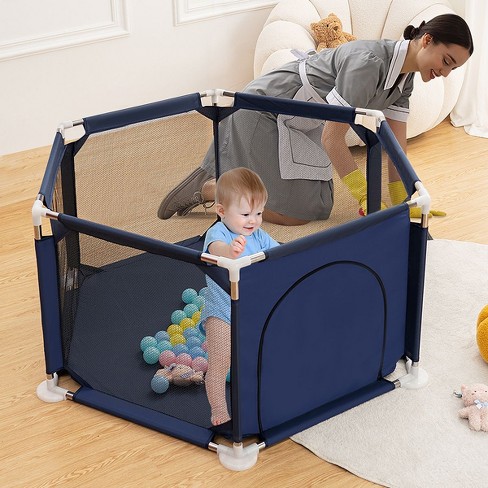 GOTGELIF 50"x50" 6-Panel Baby Playpen Spacious & Secure Foldable Playard - image 1 of 4