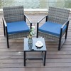 JUJABU 3 Piece Gray Wicker Outdoor Furniture Set with Cushions and Coffee Table - 2 of 4