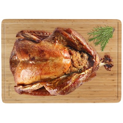 Extra-Large Light Brown Bamboo Cutting Board with Juice Groove