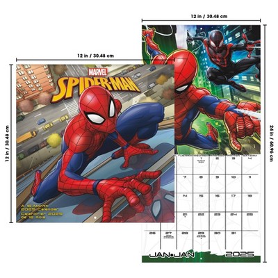 Trends International 2025 Spider-Man Bilingual French Wall Calendar: Monthly 12x12 Paper, Multicolored, All Ages, Saddle Stitch