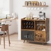 Coffee Bar Cabinet, Vintage Buffet Storage Cabiniet with Mesh Doors, Accent Wine Bar Liquor Cabinet with Wine Rack - 2 of 4