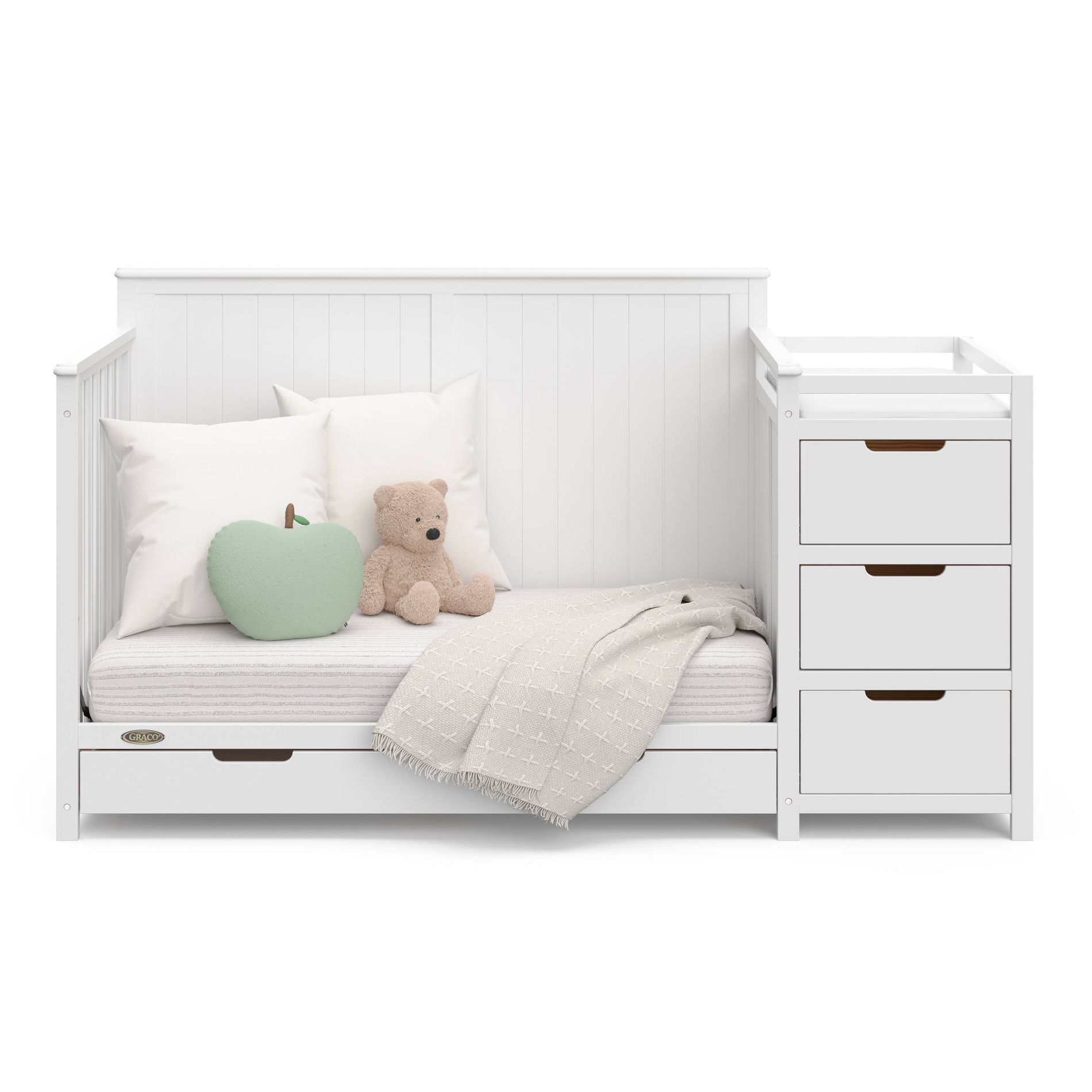 Graco Hadley 5-in-1 Convertible Crib and Changer with Drawer - White