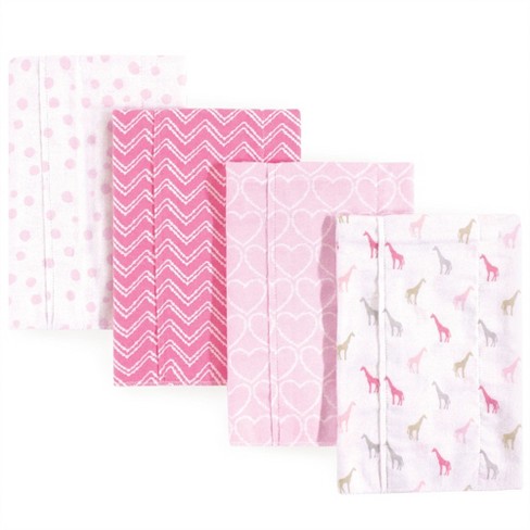 Luvable Friends Baby Girl Cotton Flannel Burp Cloths 4pk, Giraffe, One ...