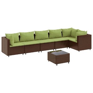 vidaXL Patio Lounge Set Brown PE rattan, Powder-Coated Steel, Tempered Glass - 1 of 4