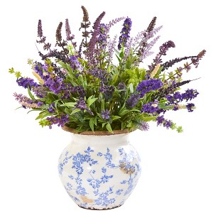 Nearly Natural Lavender Artificial Arrangement in Floral Vase - 1 of 1