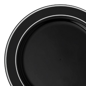 Smarty Had A Party 7.5" Black w/ Silver Plastic Appetizer/Salad Plates - 120 pcs - 1 of 4