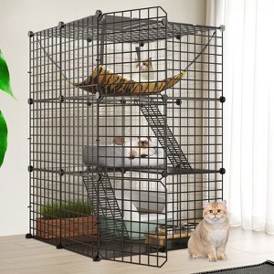 3 Tier 28in x 41in Cat Cage Rabbit Hutch Ferret Playpen with FREE Hammock - 1 of 4