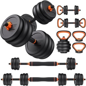 5-in-1 Adjustable Dumbbell Set, Converts to Barbell, Kettlebells, Push-up Stand & Weight Plate for Home Gym - 1 of 4