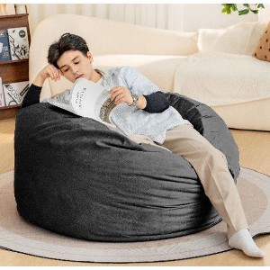 CAVINAS Bean Bag Chair, 4 Foot Luxurious Velvet Lazy Sofa with High-Rebound Memory Foam for Adults, Gray - 1 of 4