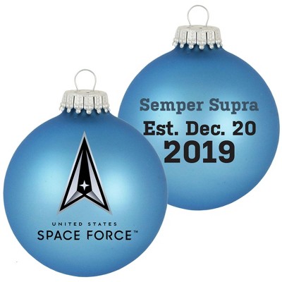 Christmas by Krebs Blue and Black Glass Matte US Space Force Logo Christmas Ball Ornament 3.25" (80mm)