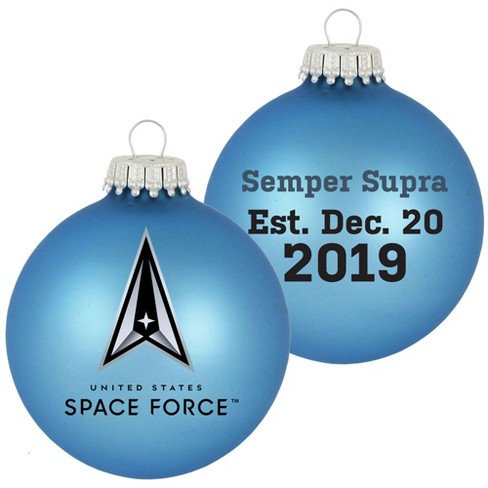 Christmas By Krebs Blue And Black Glass Matte Us Space Force Logo Christmas Ball Ornament 3 25 80mm Target