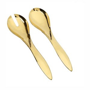 Classic Touch Set of 2 Shiny Gold Salad Servers - 1 of 3