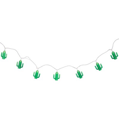 Green Cactus Warm White Outdoor Patio String Lights