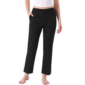 Womens Cotton Plaid Pajama Bottoms Elastic Waist with Pocket Long Sleepwear Lounge Pants - 1 of 4