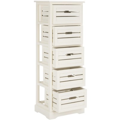 Coastal White Pine 5-Drawer Lingerie Chest with Slatted Crates