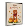 Stupell Industries Happy Thanksgiving Pumpkins Dog Black Framed Floater Canvas Wall Art - 3 of 4