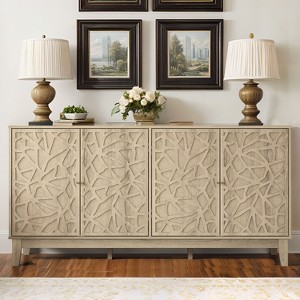 Galano Verbus Erdstall Wood 61.5 in. 4 Door Sideboard with Adjustable Shelves in Pearl White Oak, Black, Oslo Oak - 1 of 4