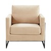 LeisureMod Lincoln Velvet Accent Arm Chair, Black Steel Frame - 3 of 4