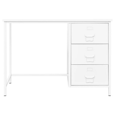 White Steel Industrial Desk with Drawers