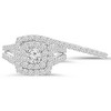 Pompeii3 2 cttw Diamond Cushion Double Halo Engagement Wedding Ring Set 10k White Gold - Size 10 - 4 of 4