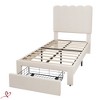 Twin Platform Bed Frame Velvet/Lambswool Upholstered Twin Size Bed Frame with Wave Headboard and Under-Bed Drawer No Box Spring Needed - 2 of 4