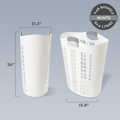 White Stackable Plastic Ventilated Upright Laundry Hamper, 26"