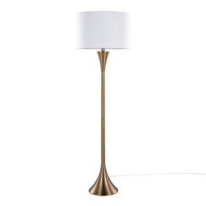 Lenuxe 65" Contemporary Metal Floor Lamp in Matte Golden Bronze Metal and White Linen from Grandview Gallery by LumiSource - 1 of 1