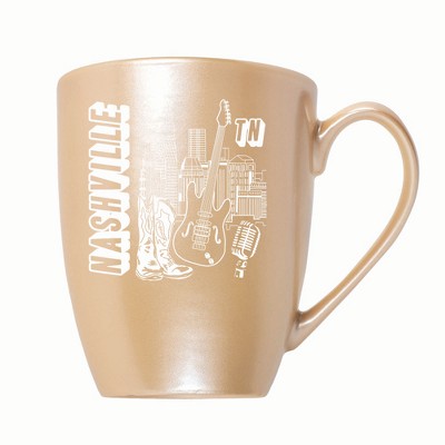 Elanze Designs Nashville TN 10 ounce New Bone China Coffee Tea Cup Mug, Pearlescent Sand