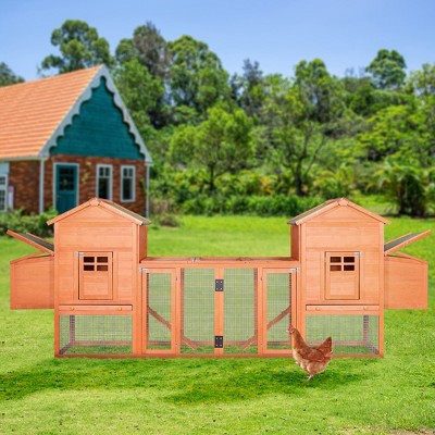 Dual Wooden Chicken with Garden Bed,Large Outdoor Hen House with Nesting Boxes Removable Trays,Ramps Run,Large Space Nesting Boxes