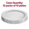 Smarty Had A Party 7.5" White with Silver Hammered Rim Round Plastic Appetizer/Salad Plates (120 Plates) - 4 of 4