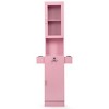 Sevobal Utility Storage Cabinets Stand Barber Station Hair Styling with Glass Door, 3-Tier Shelf, Drawer, Cabinet, Dryer Tool Holders for Salon, Pink, - 2 of 4