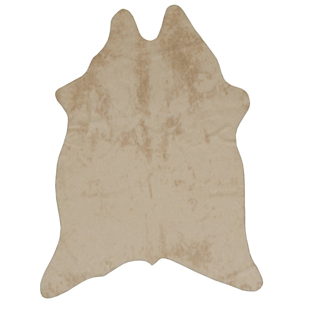 Linon 3'9"x5' Mini Faux Hide Rug Ivory: White Fuzzy Faux Fur Accent, Farmhouse Style, Animal Print, Indoor Use