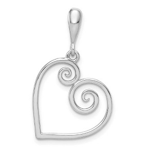 Black Bow Jewelry 14k White Gold Open Scroll Heart Pendant, 18mm - 1 of 4