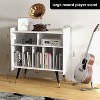 TIRAMISUBEST Record Player Stand with Storage, Vinyl Record Player Table, Large Record Player Cabinet Wood, Turntable Stand with Speaker Shelf (White) - 2 of 4