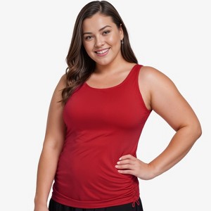 Calypsa Women's Plus Size Maya Tankini Swim Top With Built-in Bra - 1 of 4