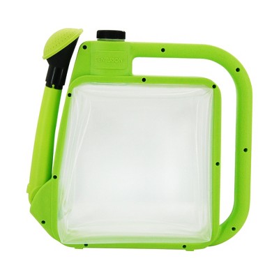 CENTURION 1.5 Gallon Folding Spout Transparent Watering Can Storage Container with Rotate Nozzle Sprayer for Outdoor Gardening, Green