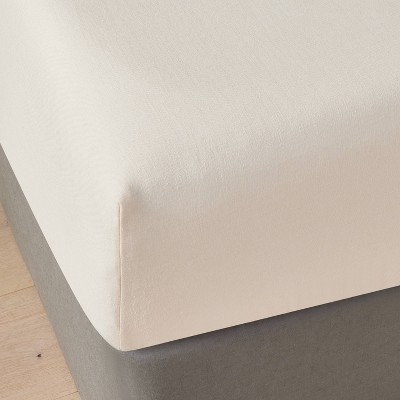 Linen Blend Fitted Sheet - Casaluna™ WHITE