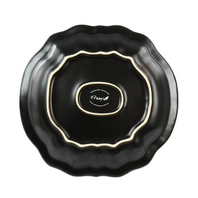 Regal Red and Gold Ceramic 10.5" Dinner Plate Set, 6 Pieces