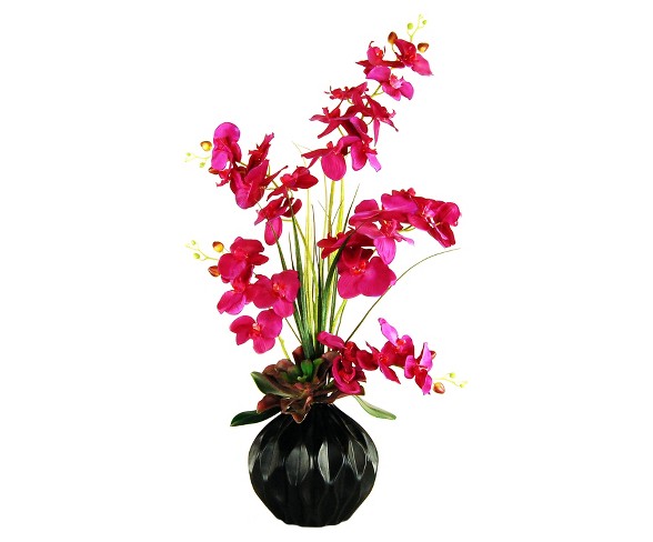 Artificial Orchid and Succulent Arrangement Pink 36" - LCG Florals