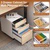 Versatile under-desk storage with 5 casters¡ªthree lockable drawers hold letter/legal files in sleek, waterproof black steel. - 2 of 4