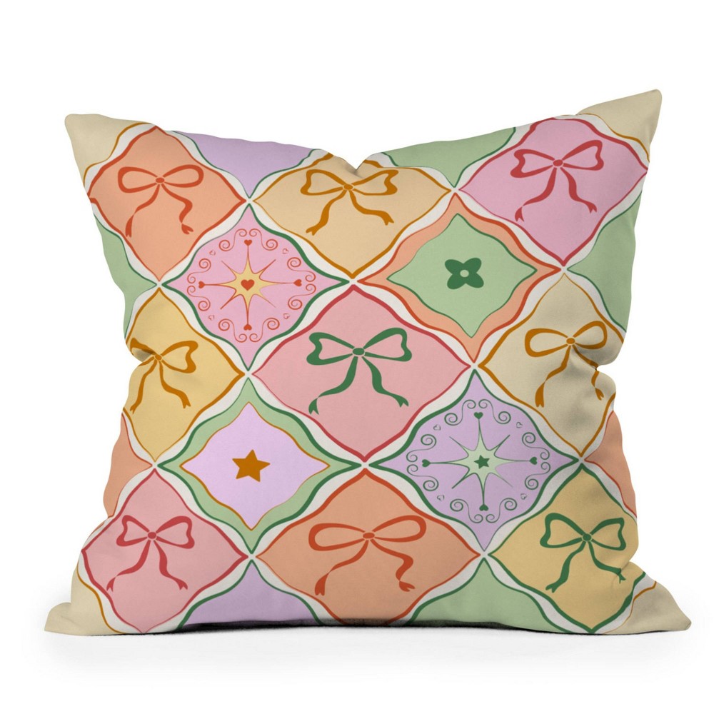 Photos - Pillow Deny Designs 26"x26" Thespacehouse Bows on Colorful Patchwork Square Indoor Throw 