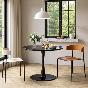 Hooseng Round Dining Table with MDF Table Top and Metal Base, Mid-Century Modern Dining Room Table for 2 - 4 Person - 1 of 4