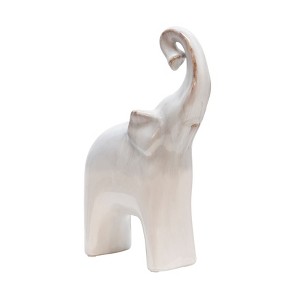 Sagebrook Home 11" Ceramic Elephant Sculpture - Contemporary Elephant Statue for Home or Office Decor - 1 of 4