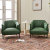 KINWELL 33" Wide Faux Vegan Leather Upholstery Barrel Chair with Metal Legs, Set of 2 - 3 of 4