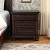FurniFact,Wooden Nightstand with USB, Cherry Veneer, and Dark Metal Finish Knobs - 4 of 4