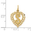 Black Bow Jewelry 14k Yellow Gold, Grace Collection, Satin Heart Initial S Pendant, 15mm - 3 of 4
