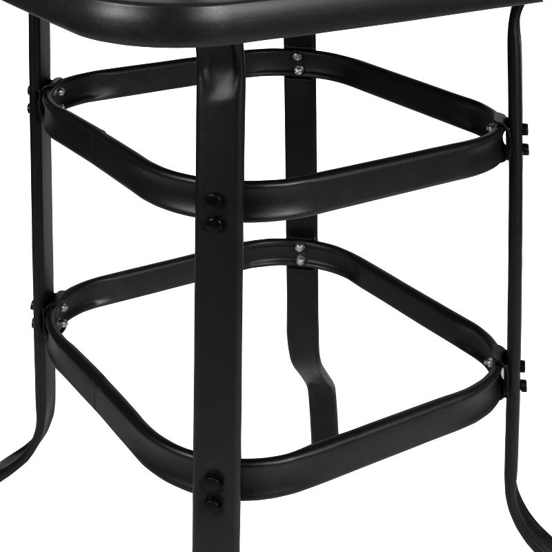 Flash Furniture Barker 27.5" Square Black Tempered Glass Bar Height Metal Patio Bar Table, 5 of 11