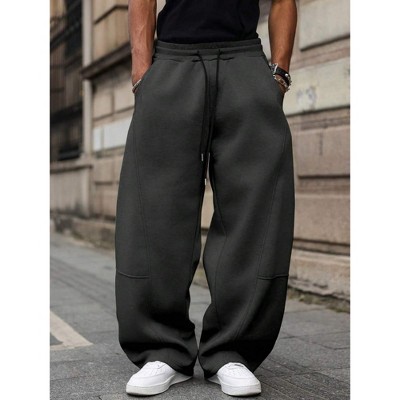TIME HOLLOW Solid Color Drawstring Waist Sweatpants - Casual Comfort