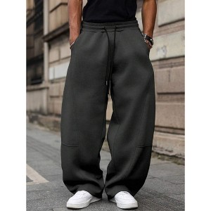 TIME HOLLOW Solid Color Drawstring Waist Sweatpants - Casual Comfort - 1 of 3