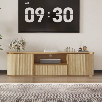 FUFU&GAGA Luxury 70'' TV Stand with Golden Edge|Oval Top,Cable Management Hole,Media Console,Living Room TV Entertainment Center